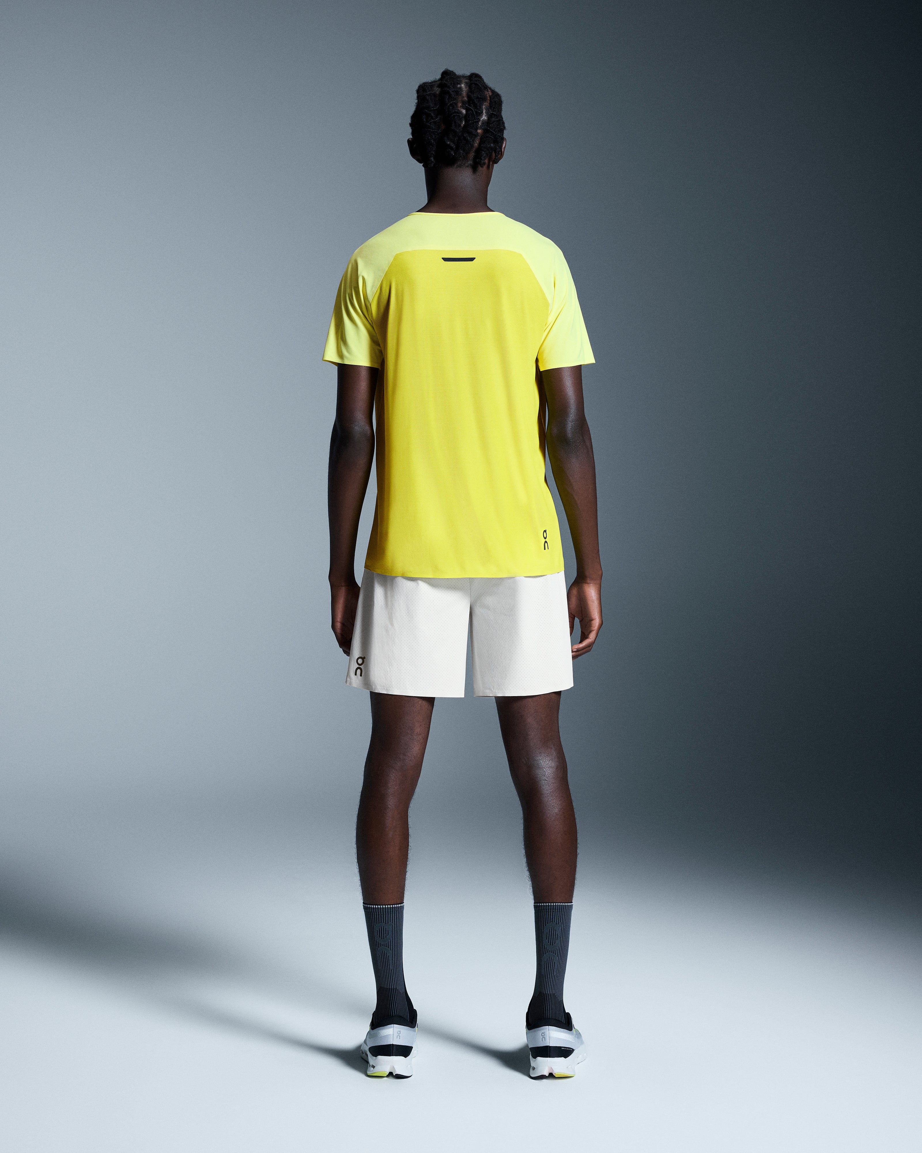 on 7" performance shorts Silver