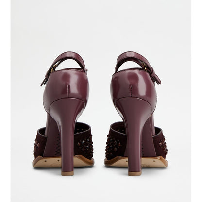 Tods Dorsay Pumps In Smooth Leather And Suede Burgundy Womens