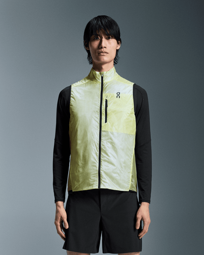 on weather vest Hay