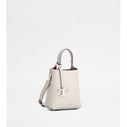 Tods Micro Bag In Leather White Burgundy