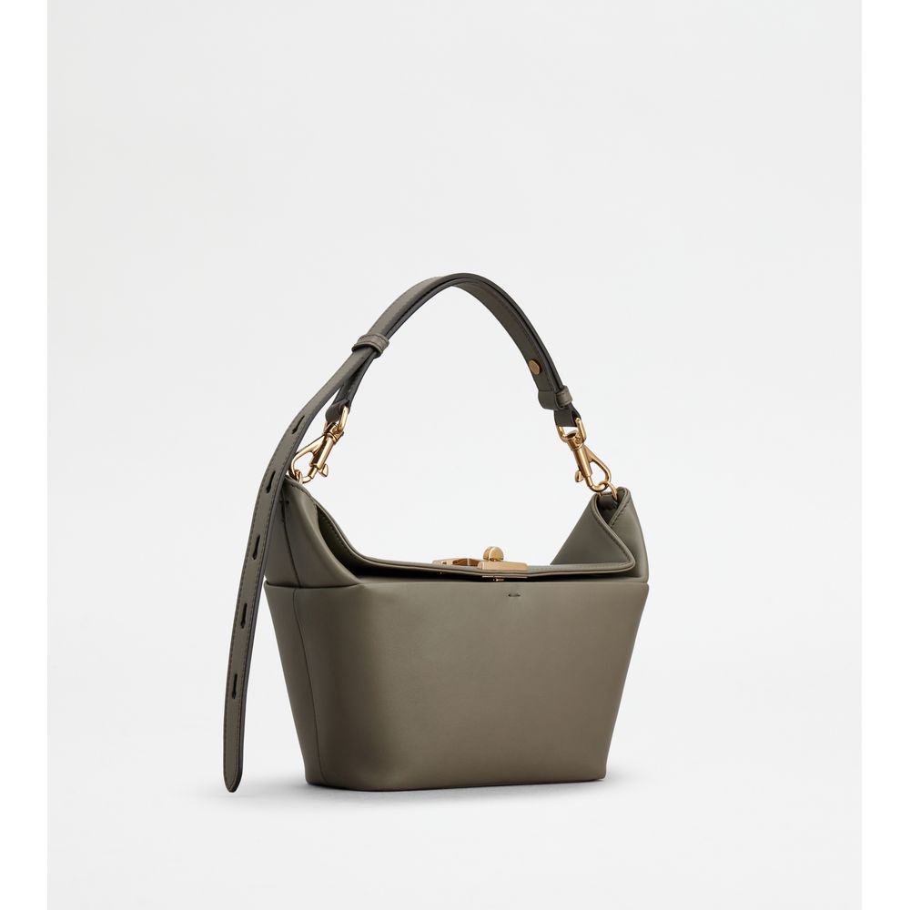 Tods T-Box Bag In Leather Mini Grey