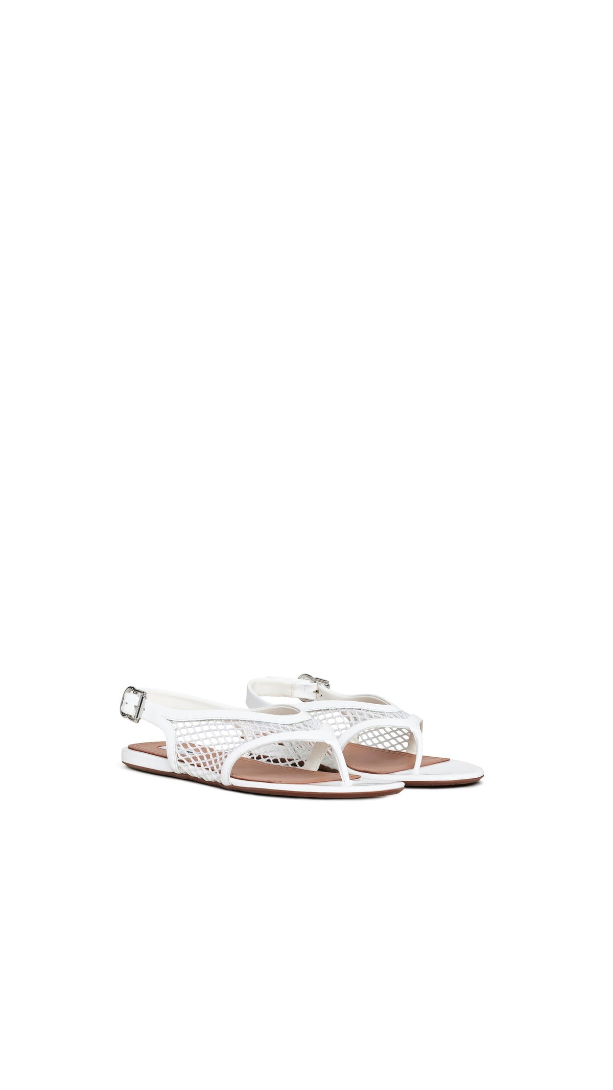 Alaïa Fishnet Thong Sandals In Patent Calfskin