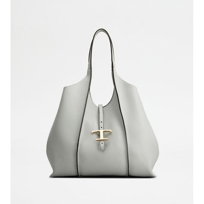 Tods T Timeless Shopping Bag In Leather Medium Grey