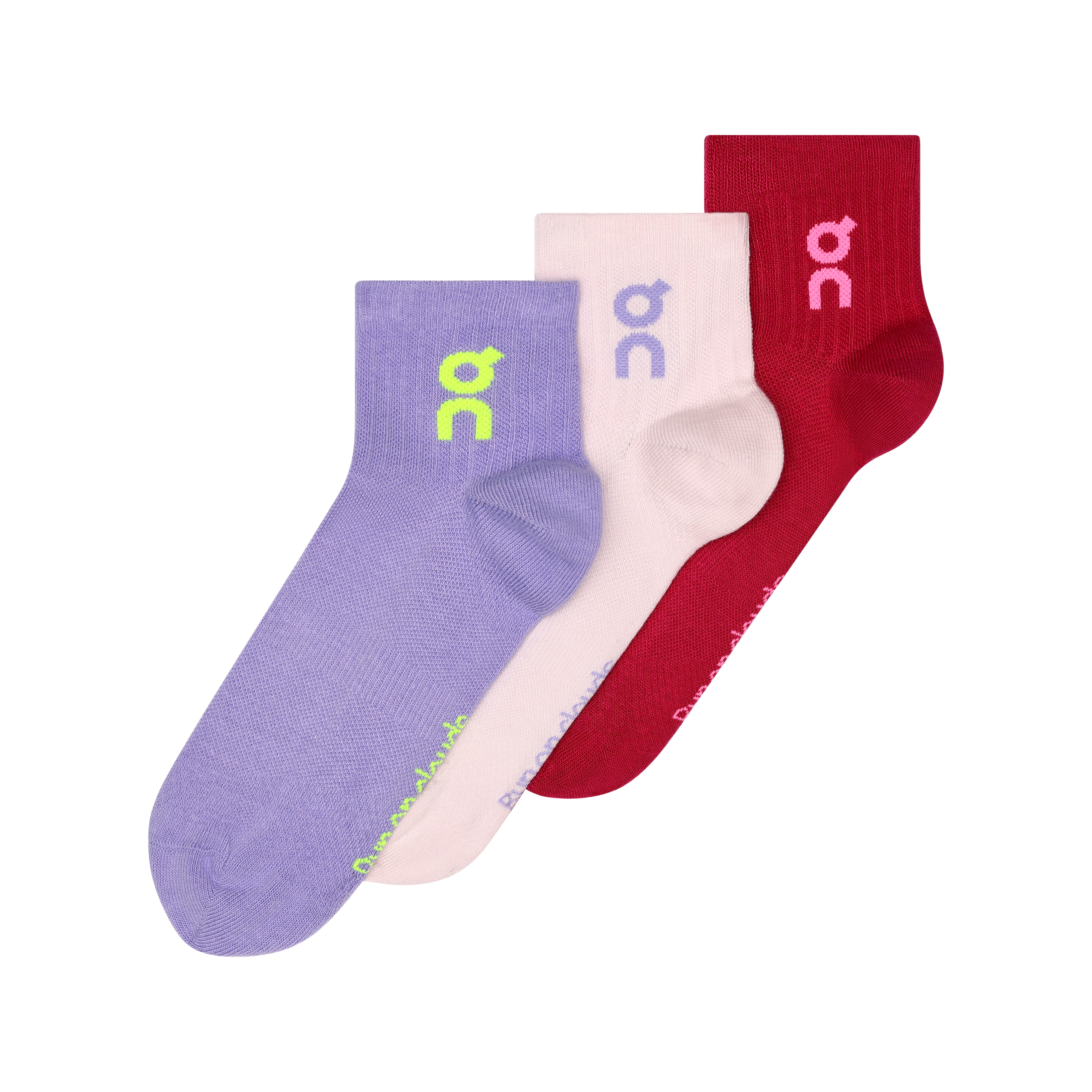 On Logo Sock Mid 3P Orchid | Comet