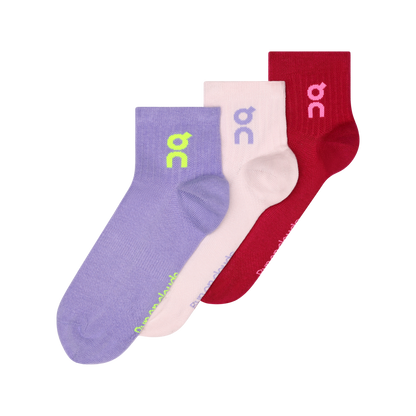 On Logo Sock Mid 3P Orchid | Comet