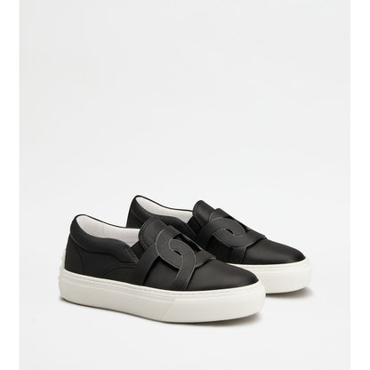 Tods Kate Slip-Ons In Leather Black Womens