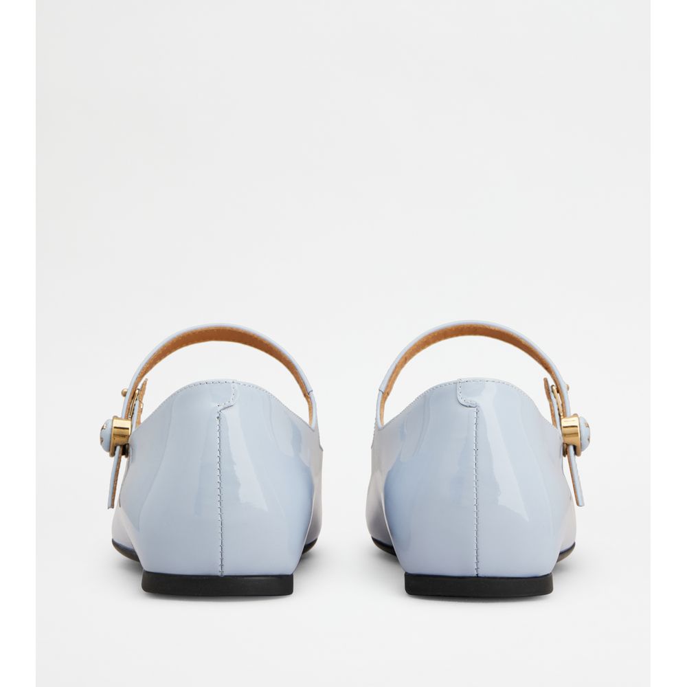 Tods Ballerinas In Patent Leather Sky Blue Womens