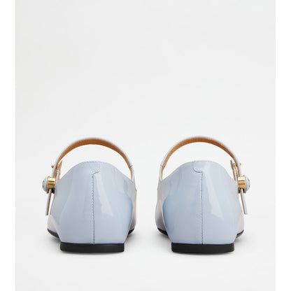 Tods Ballerinas In Patent Leather Sky Blue Womens