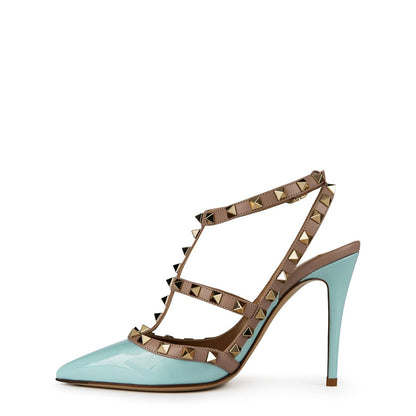  Décolleté Rockstud 100mm Pumps Blu Porcellana