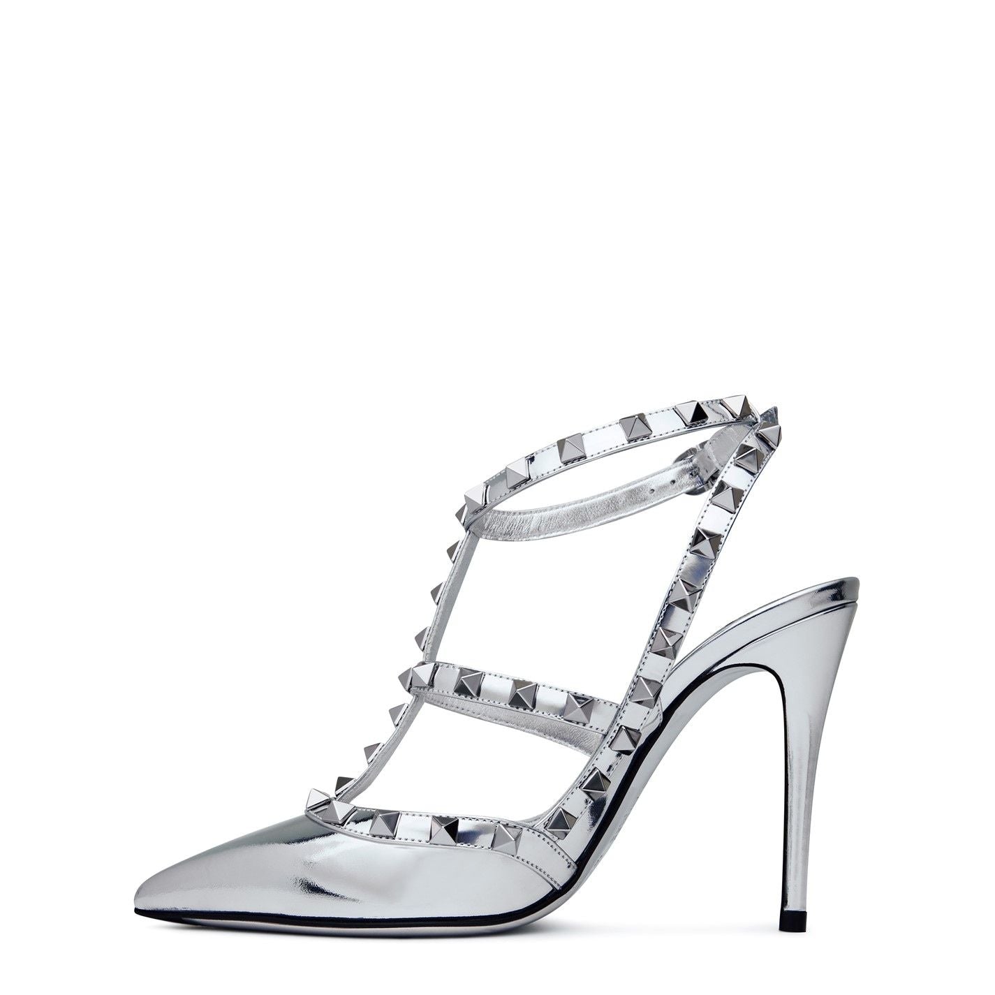  Décolleté Rockstud 100mm Pumps Silver S13