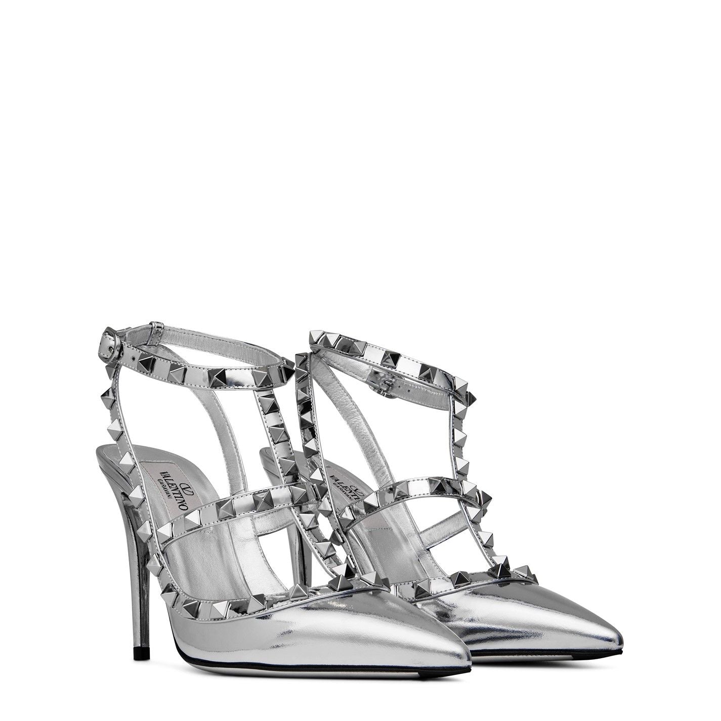  Décolleté Rockstud 100mm Pumps Silver S13