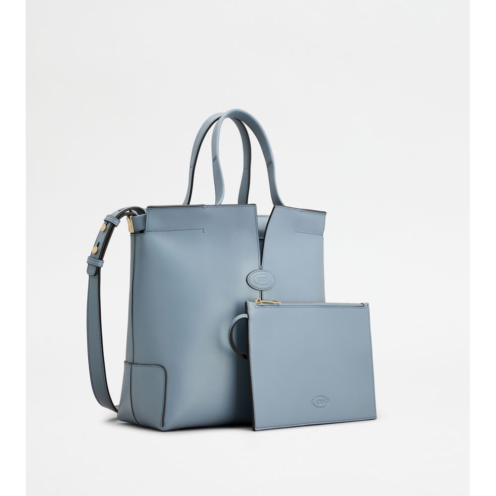 Tods Di Bag Folio In Leather Small Light Blue