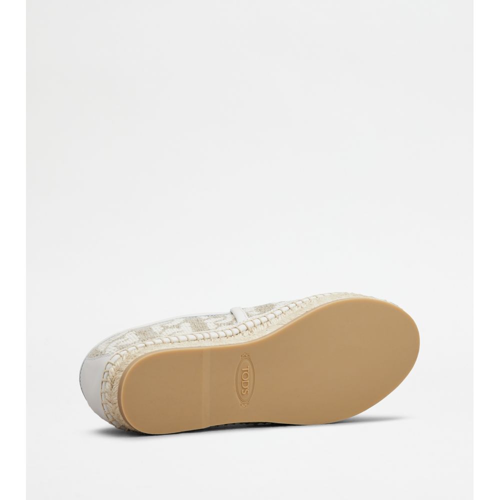 Tods Kate Espadrilles In Canvas And Leather Off White Beige Womens
