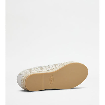 Tods Kate Espadrilles In Canvas And Leather Off White Beige Womens