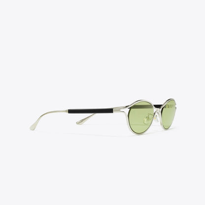 Tory Burch Deco Runway Sunglasses SILVER/GREEN