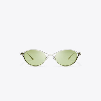 Tory Burch Deco Runway Sunglasses SILVER/GREEN