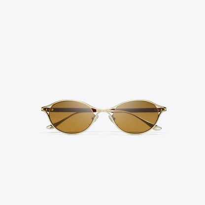 Tory Burch Deco Runway Sunglasses SHINY LIGHT GOLD/BROWN