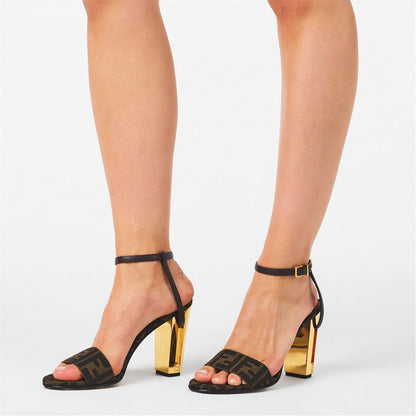  Delfina High Heeled Sandals Tabacca Nero