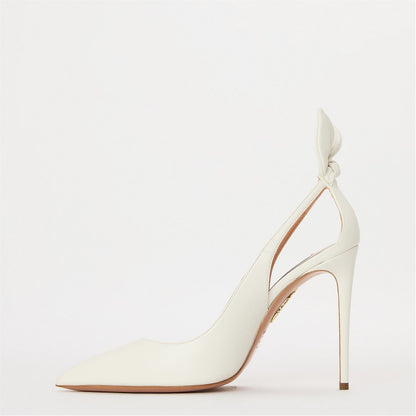  Deneuve Bow Heeled Pumps White