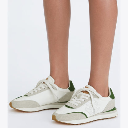 Tory Burch Destiny Trainer WHITE / WHITE / PALE GREEN