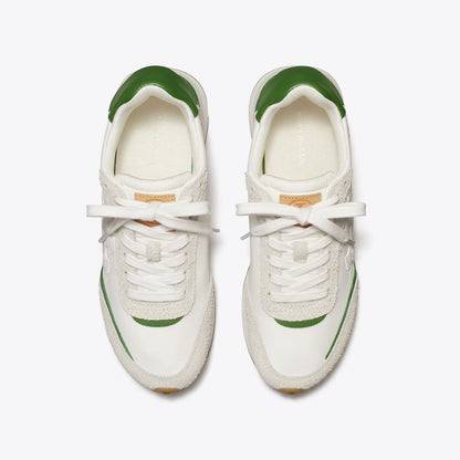 Tory Burch Destiny Trainer WHITE / WHITE / PALE GREEN