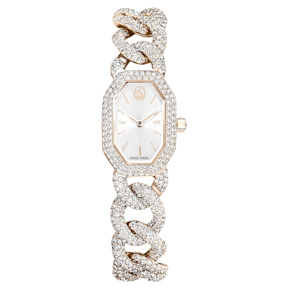 Swarovski Dextera Chain Watch Swiss Made Crystal Bracelet White Champagne Gold-Tone Finish SW5711710