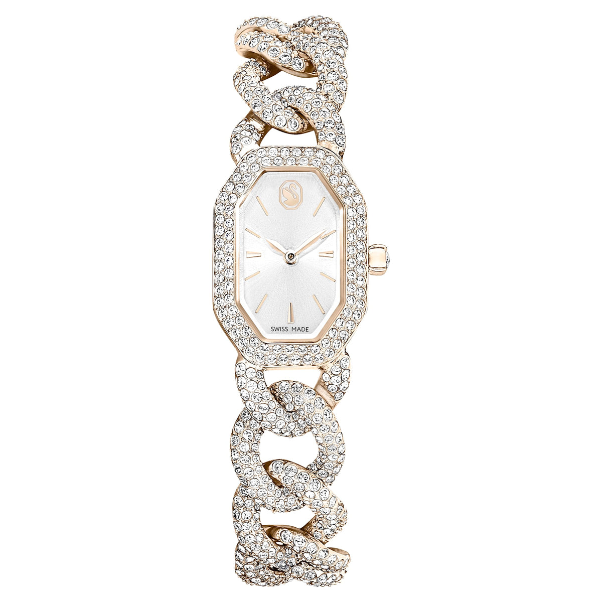 Swarovski Dextera Chain Watch Swiss Made Crystal Bracelet White Champagne Gold-Tone Finish SW5711710