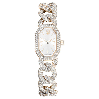 Swarovski Dextera Chain Watch Swiss Made Crystal Bracelet White Champagne Gold-Tone Finish SW5711710