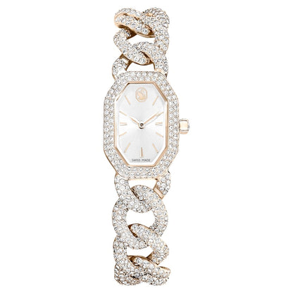 Swarovski Dextera Chain Watch Swiss Made Crystal Bracelet White Champagne Gold-Tone Finish SW5711710