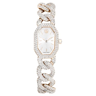 Swarovski Dextera Chain Watch Swiss Made Crystal Bracelet White Champagne Gold-Tone Finish SW5711710