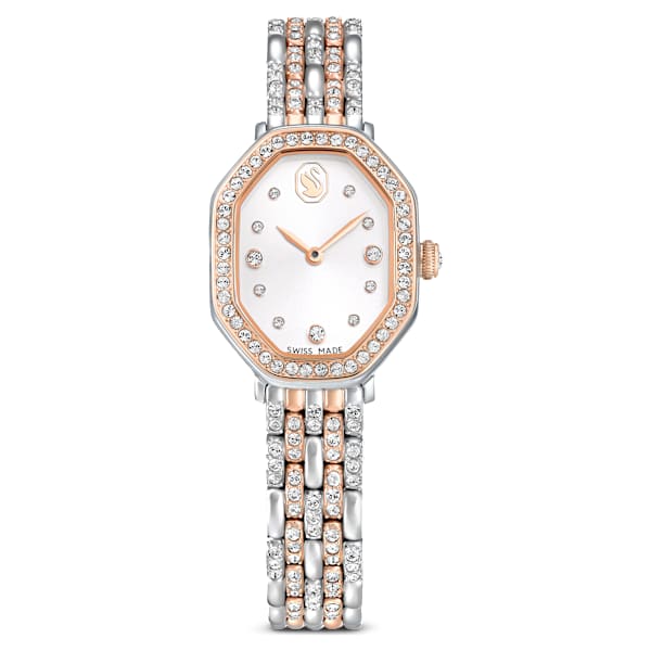 Swarovski Dextera Octagon Watch Swiss Made Metal Bracelet Silver Tone Rose Gold-Tone Finish SW5715521