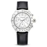 Swarovski Dextera Tachymetre Watch Swiss Made Leather Strap Silver Tone Stainless Steel SW5728378