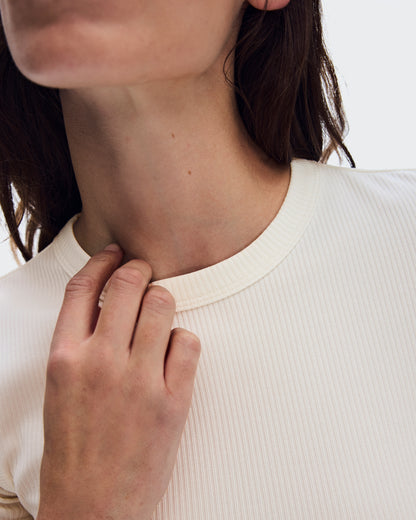 On All-Day Ribbed T-Shirt Ivory (Women'S)