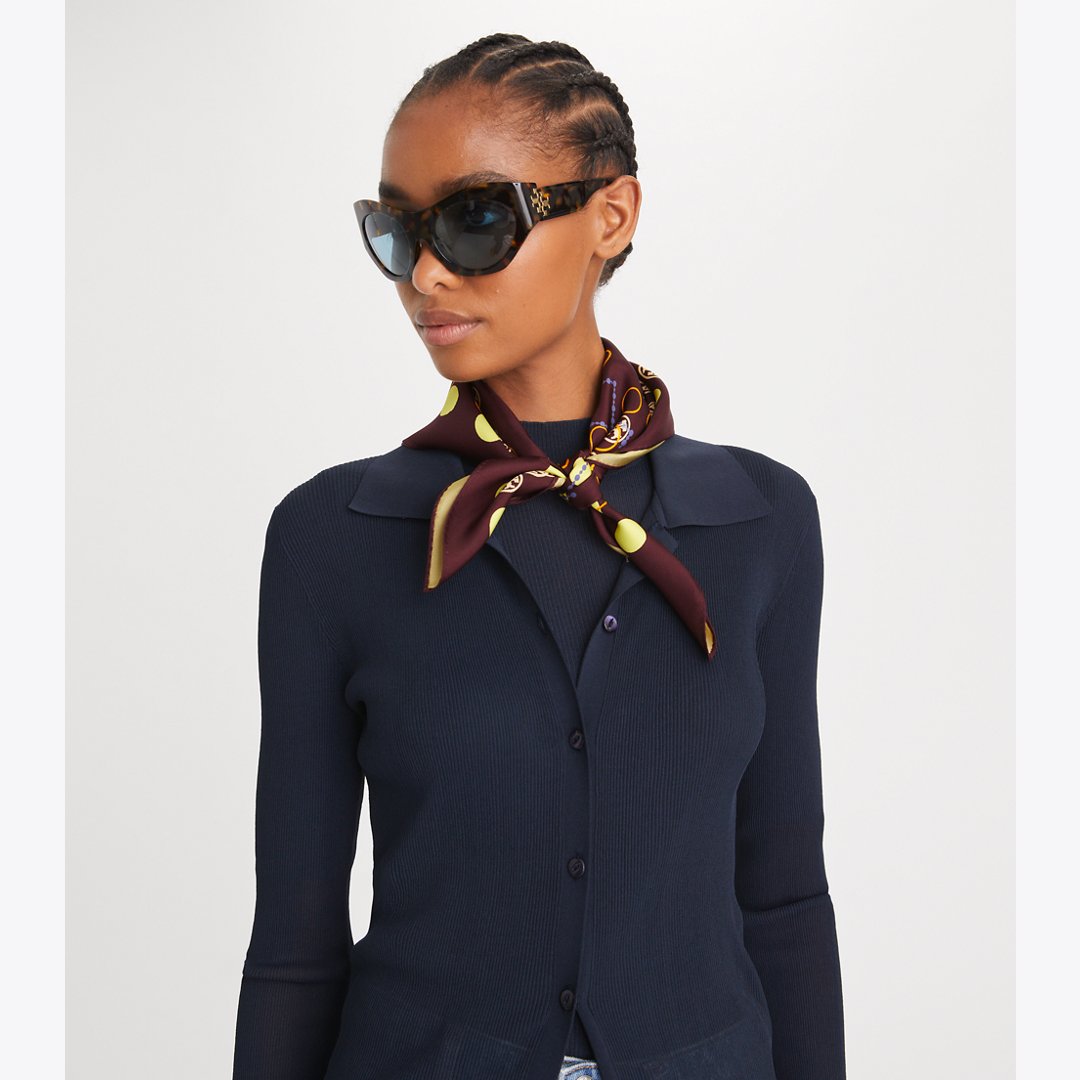 Tory Burch Dotted T Monogram Neckerchief Dot Stamped T Monogram Burgundy