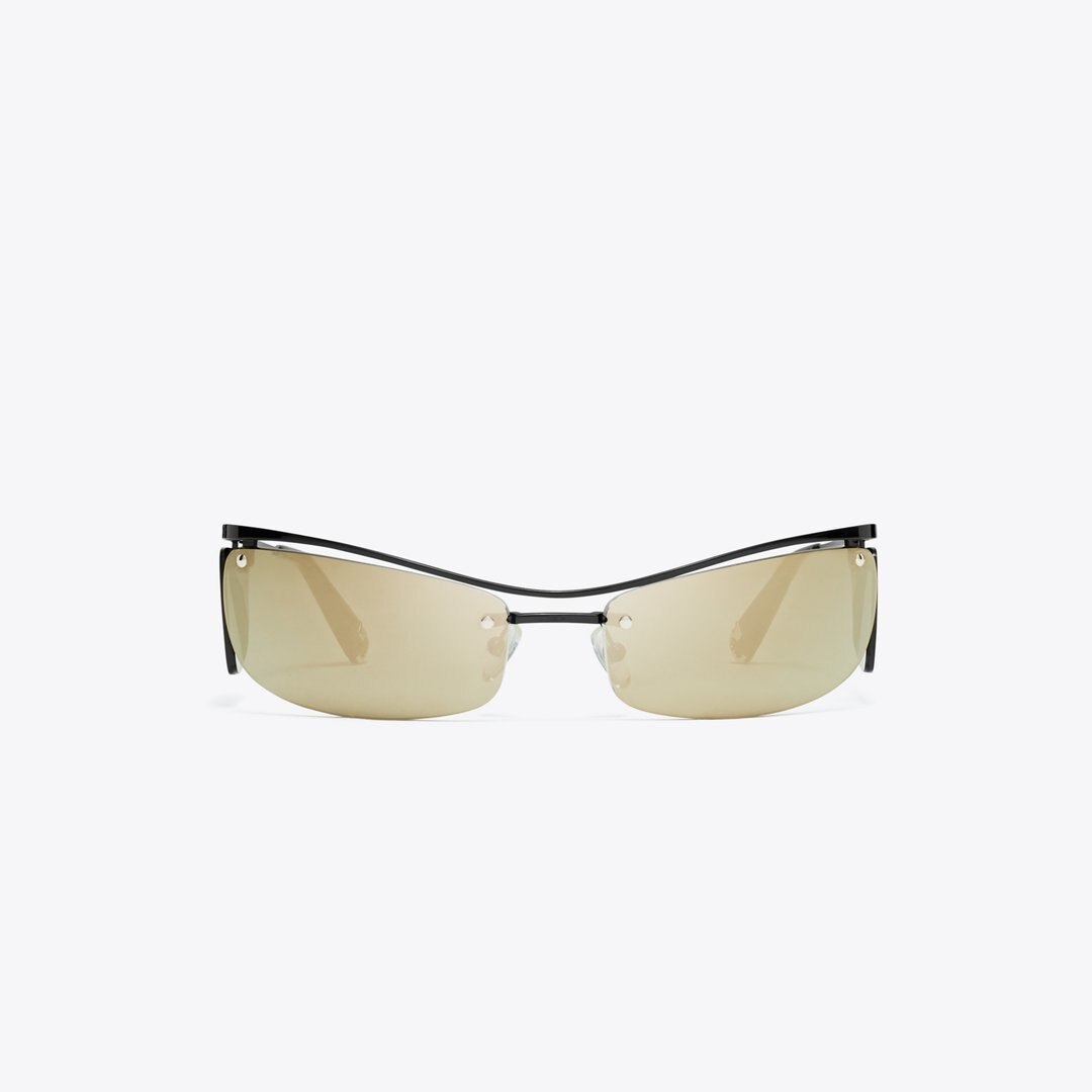 Tory Burch Double-Lens Runway Sunglasses MIRRORED BROWN/MIRRORED GREEN