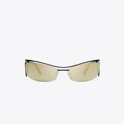 Tory Burch Double-Lens Runway Sunglasses MIRRORED BROWN/MIRRORED GREEN