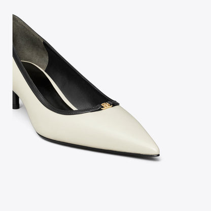 Tory Burch Double T Buckle Low-Heeled Pump LIGHT CREAM / PERFECT BLACK