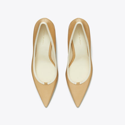 Tory Burch Double T Buckle Pump DESERT MIST / LIGHT CREAM