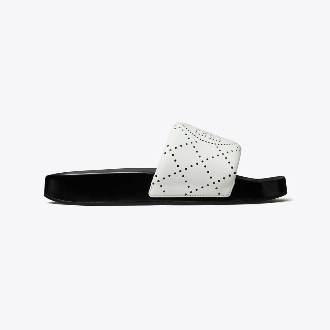 Tory Burch Double T Pool Slide BIANCO / BLACK INK