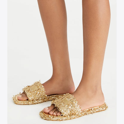 Tory Burch Double T Sport Slide GOLD / GOLD