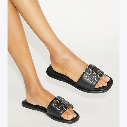 Tory Burch Double T Sport Slide PERFECT BLACK / GOLD