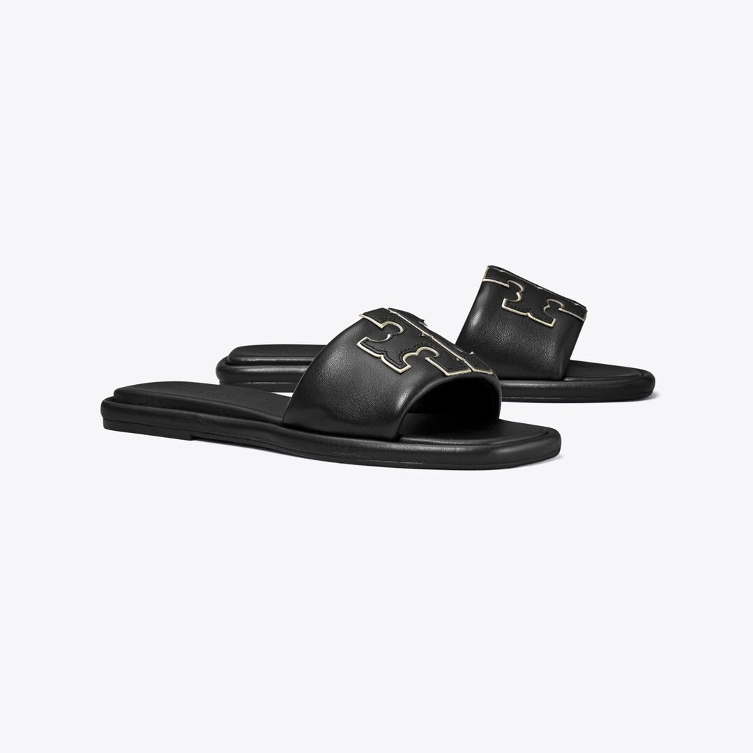 Tory Burch Double T Sport Slide PERFECT BLACK / GOLD