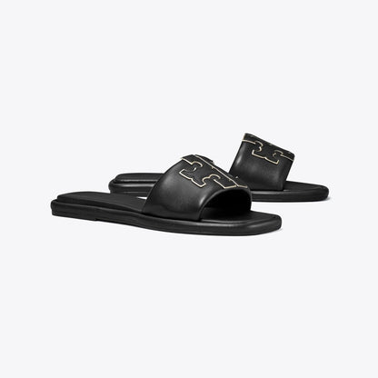 Tory Burch Double T Sport Slide PERFECT BLACK / GOLD