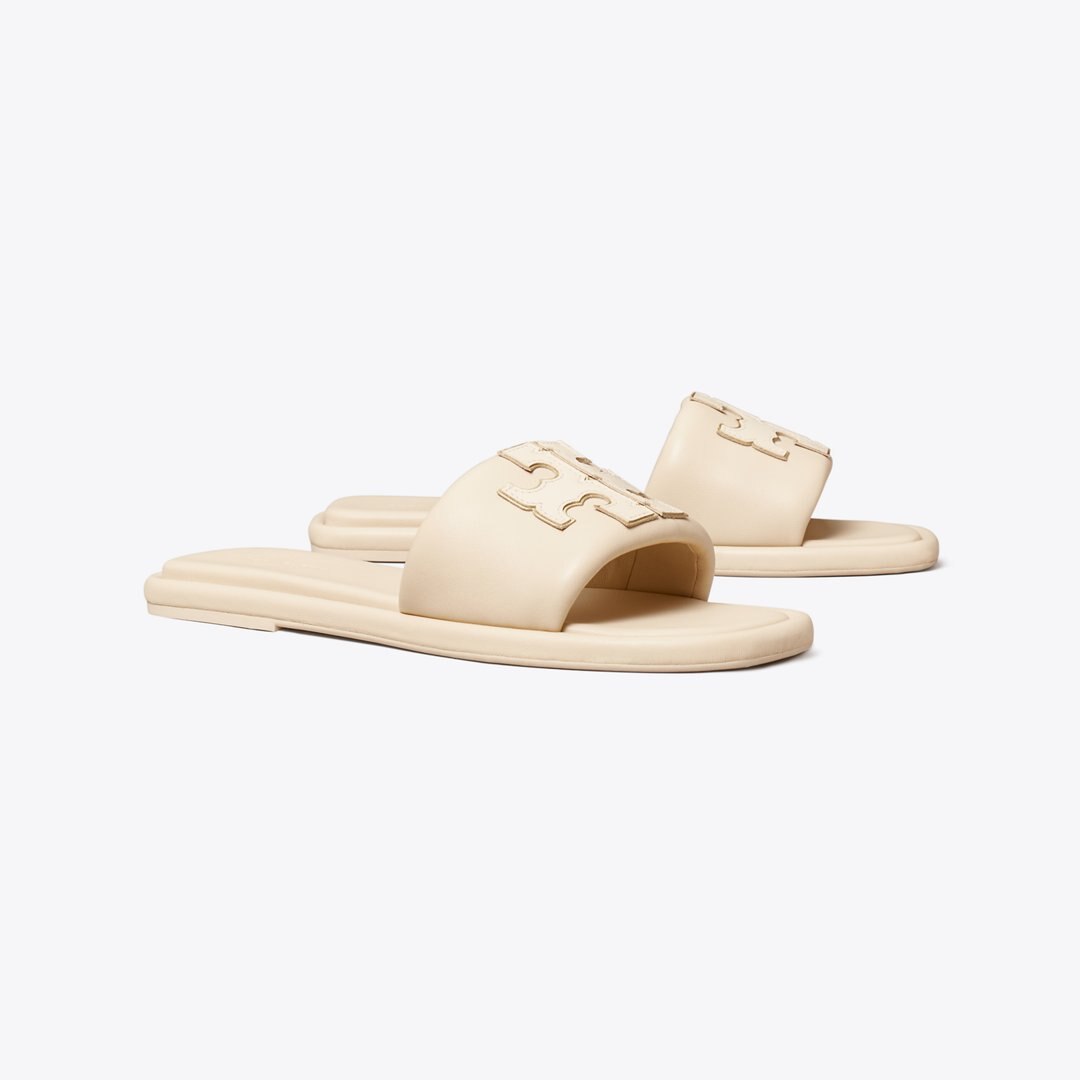 Tory Burch Double T Sport Slide Dulce De Leche / GOLD