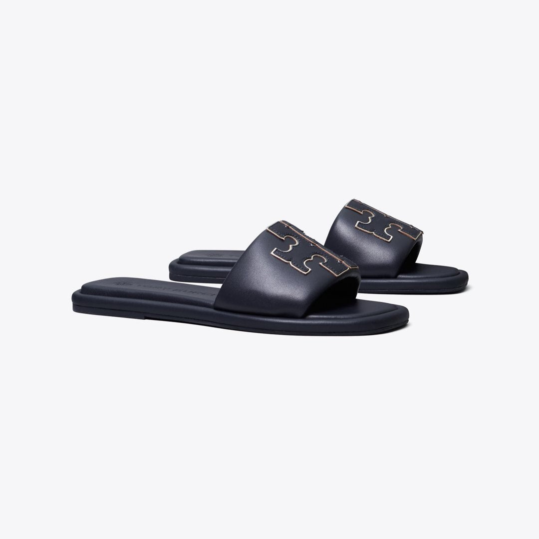 Tory Burch Double T Sport Slide PERFECT NAVY / GOLD
