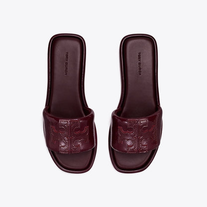 Tory Burch Double T Sport Slide DARK CARMINE
