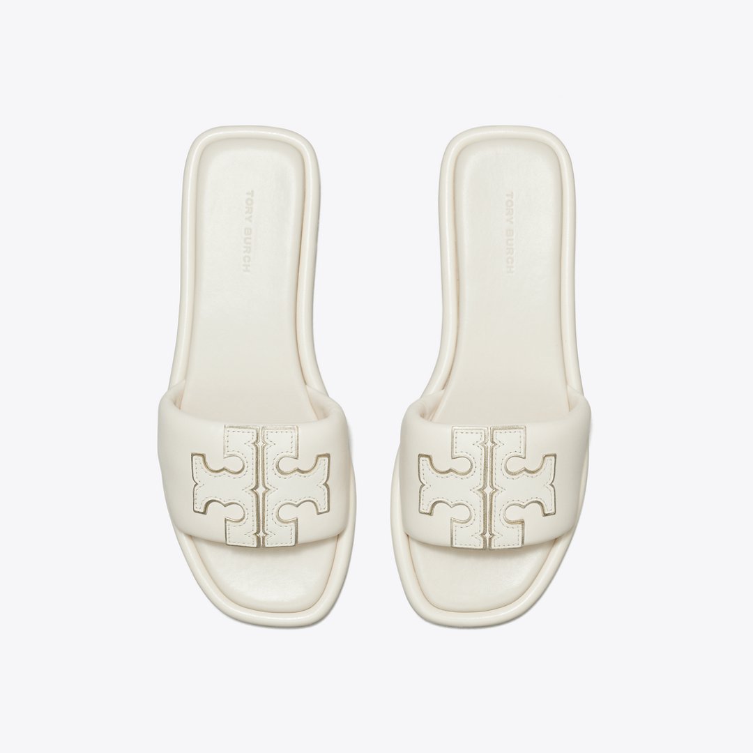 Tory Burch Double T Sport Slide LIGHT CREAM / GOLD