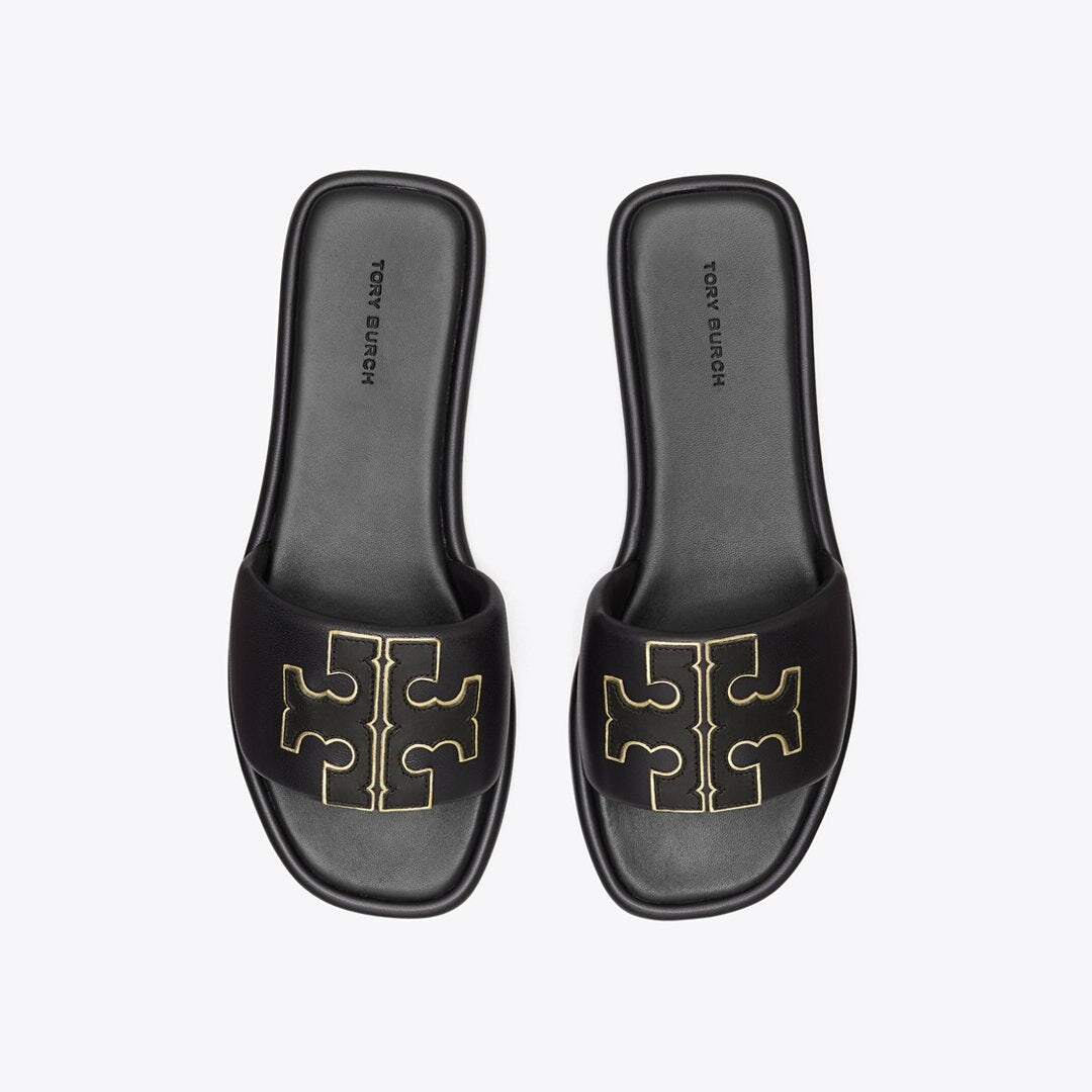 Tory Burch Double T Sport Slide PERFECT BLACK / GOLD