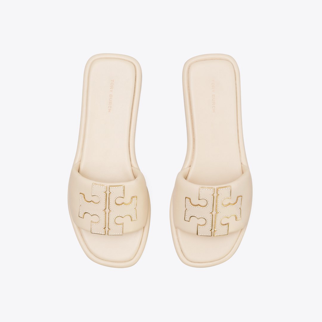 Tory Burch Double T Sport Slide Dulce De Leche / GOLD