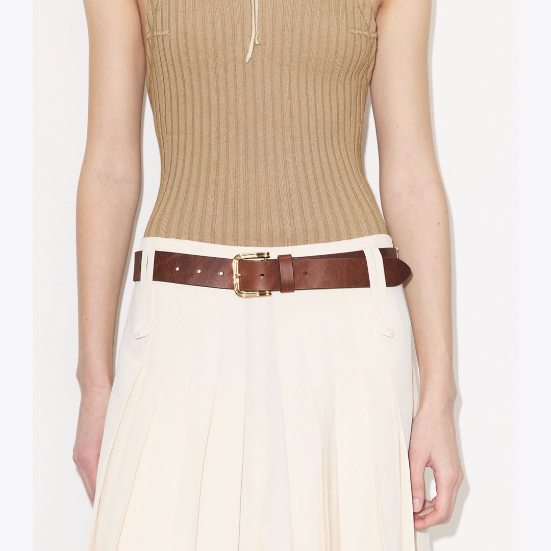 Tory Burch Double Wire Buckle Belt Brown / Gold
